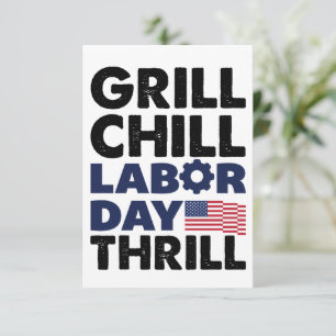 Usa America Grill Chill Tag der Arbeit Thrill BBQ  Dankeskarte