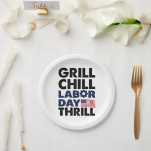 Usa America Grill Chill Tag der Arbeit Thrill BBQ  Pappteller