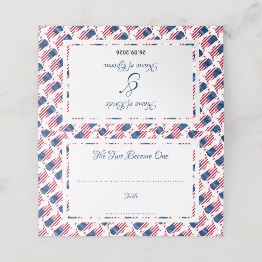 USA AMERICA Maßgeschneiderte Hochzeitsfeier Platzkarte (Außenseite Aufgefaltet)