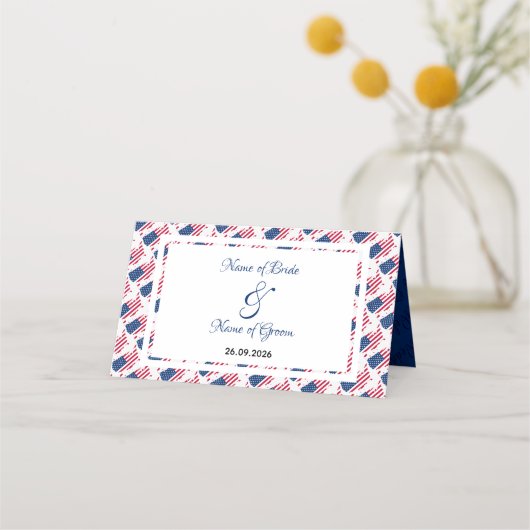 USA AMERICA Maßgeschneiderte Hochzeitsfeier Platzkarte (Rückseite)