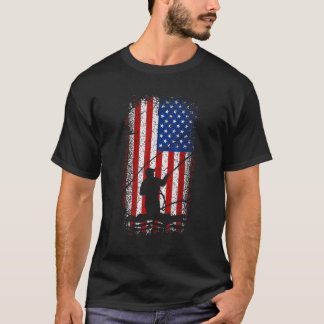 Usa American flag 4th of july fly fishing T-Shirt