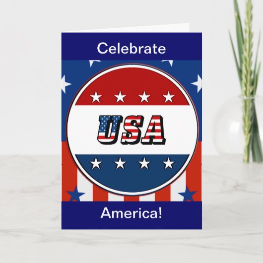 USA - American Flag and Stars in Circle #2 Card Karte (Vorderseite)