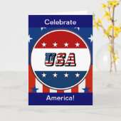 USA - American Flag and Stars in Circle #2 Card Karte (Gelbe Blume)