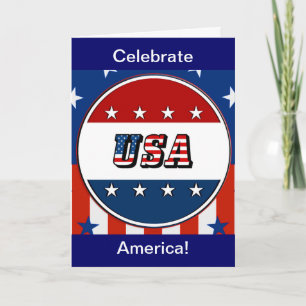 USA - American Flag and Stars in Circle #2 Card Karte