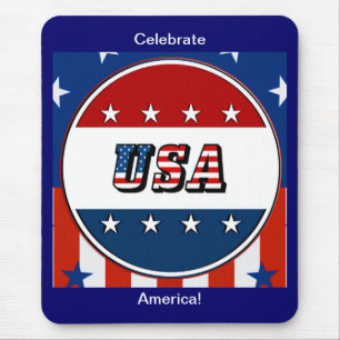 USA - American Flag and Stars in Circle #2 Mousepad