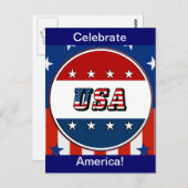 USA - American Flag and Stars in Circle #2, ZSSG Postkarte (Vorne/Hinten)