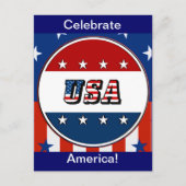 USA - American Flag and Stars in Circle #2, ZSSG Postkarte (Vorderseite)