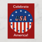 USA - American Flag and Stars in Circle Postcard Postkarte (Vorderseite)