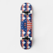 USA - American Flag and Stars in Circle Skate Deck Skateboard (Vorderseite)