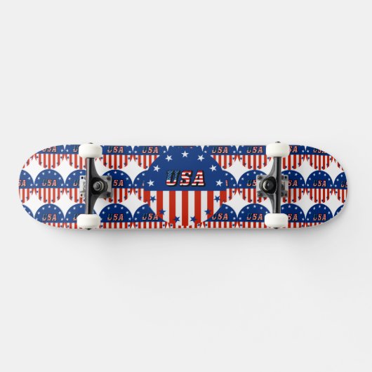 USA - American Flag and Stars in Circle Skate Deck Skateboard (Horizontal)