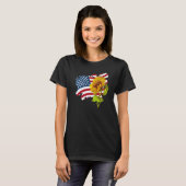 USA American Flag And Sunflower casual Graphic T-Shirt (Vorne ganz)