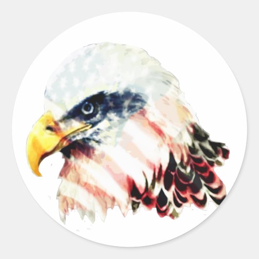 USA American Flag Bald Eagle Design Runder Aufkleber (Vorderseite)