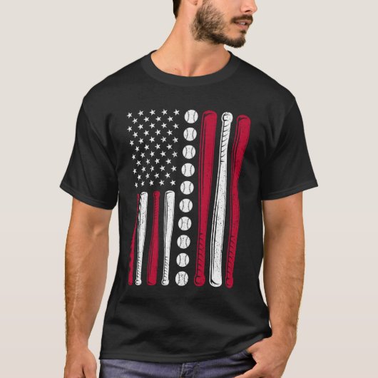 USA American Flag Baseball Patriotic 4. Juli T-Shirt (Vorderseite)