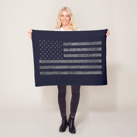 USA American Flag Blue Grunge mit Name Fleecedecke (Beispiel)