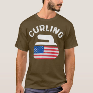 USA American Flag Curling Stone Premium T-Shirt