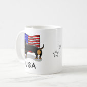USA American Flag Dackel Dachshund (schwarz & tan) Kaffeetasse (Vorderseite Links)
