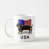 USA American Flag Dackel Dachshund (schwarz & tan) Kaffeetasse (Links)