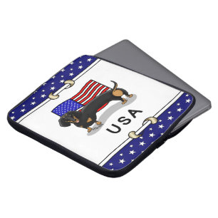 USA American Flag Dackel - (schwarz & tan) Laptopschutzhülle