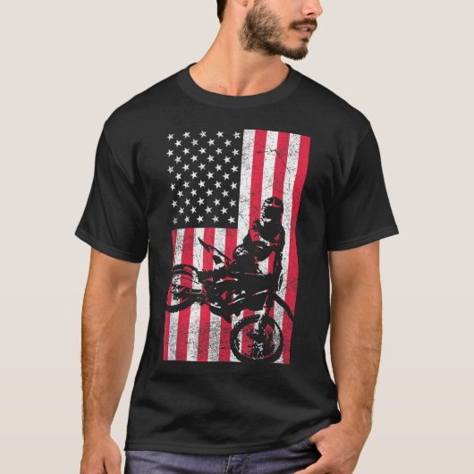 USA American Flag Dirt Bike Red White Blue 4. T-Shirt (Vorderseite)