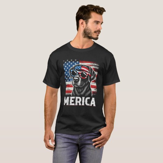 USA American Flag Dog Labrador Retriever T-Shirt (Vorne ganz)