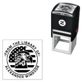USA American Flag, Eagle Head Library Book Name Permastempel (Beispiel)