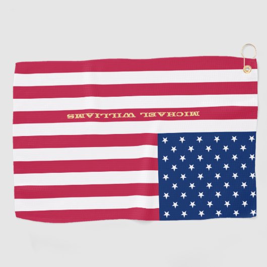 USA American Flag Gold Mit Monogramm Patriotic Tea Golfhandtuch (Horizontal)