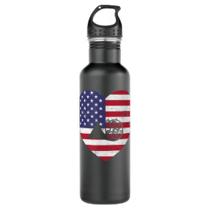 USA American Flag Herz Französischer Horn Musiker Edelstahlflasche