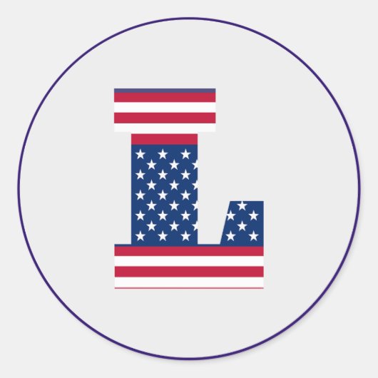 USA American Flag Letter L Runder Aufkleber (Vorderseite)