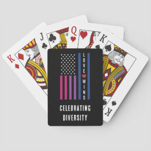 USA American Flag Liebe gewinnt LGBTQ Bisexual Pri Spielkarten