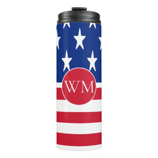 USA American Flag Mit Monogramm Thermosbecher (Vorderseite)