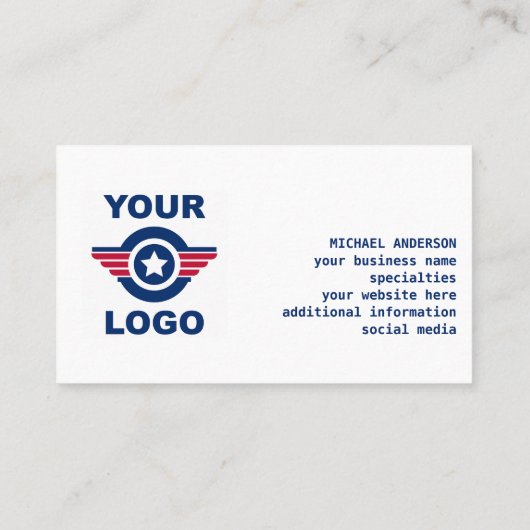 USA American Flag Modern Your Logo Patriotic Visitenkarte (Rückseite)