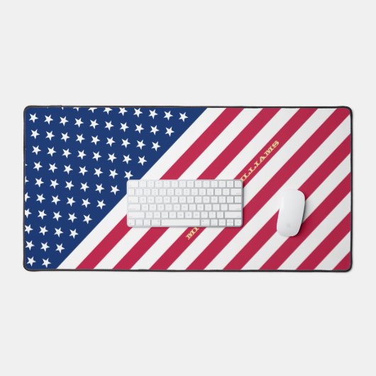 USA American Flag Monogram Patriotic Customizable Schreibtischunterlage (Tastatur & Maus)