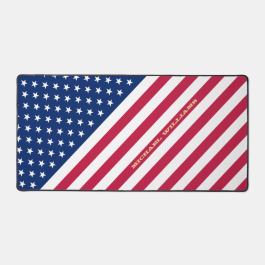 USA American Flag Monogram Patriotic Customizable Schreibtischunterlage (Vorderseite)