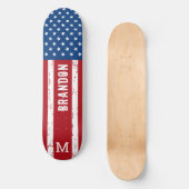 USA American Flag Monogram Patriotic Personalisier Skateboard (Vorderseite)