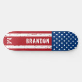 USA American Flag Monogram Patriotic Personalisier Skateboard (Horizontal)