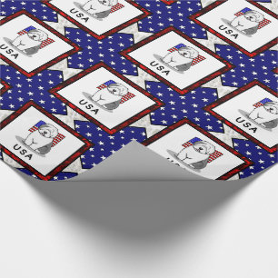 USA American Flag Old English Sheepdog (Gray 1) Geschenkpapier