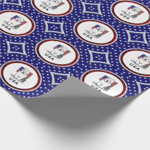 USA American Flag Old English Sheepdog (Gray 1) Geschenkpapier