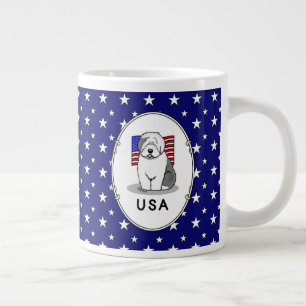 USA American Flag Old English Sheepdog (Gray 1) Jumbo-Tasse