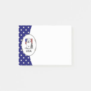 USA American Flag Old English Sheepdog (Gray 1) Post-it Klebezettel