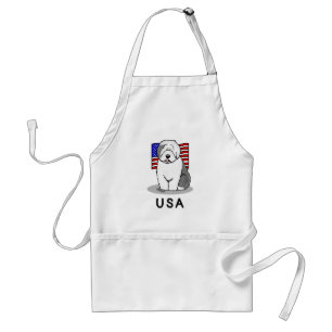USA American Flag Old English Sheepdog (Gray 1) Schürze