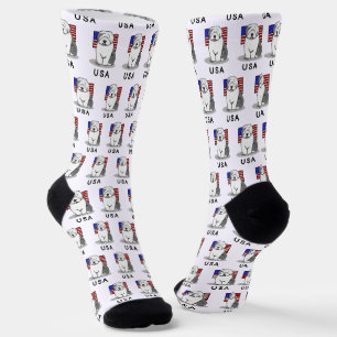 USA American Flag Old English Sheepdog (Gray 1) Socken