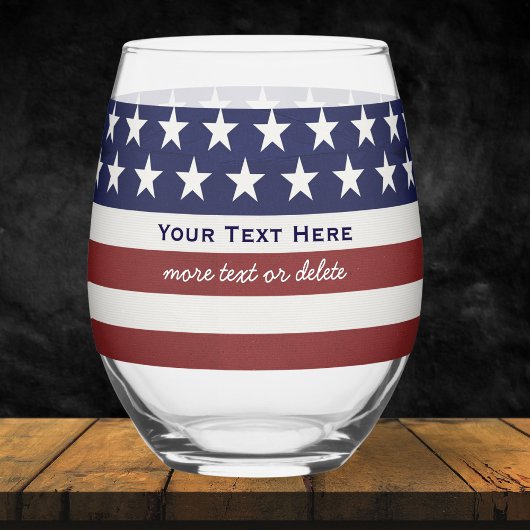 USA American Flag Patriotic 4. Juli Personalisiert Weinglas Ohne Stiel