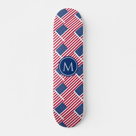 USA AMERICAN Flag Patriotic Custom MONOGRAM Skateboard (Vorne)