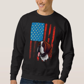 USA American Flag Patriotic Dog St Bernard Sweatshirt