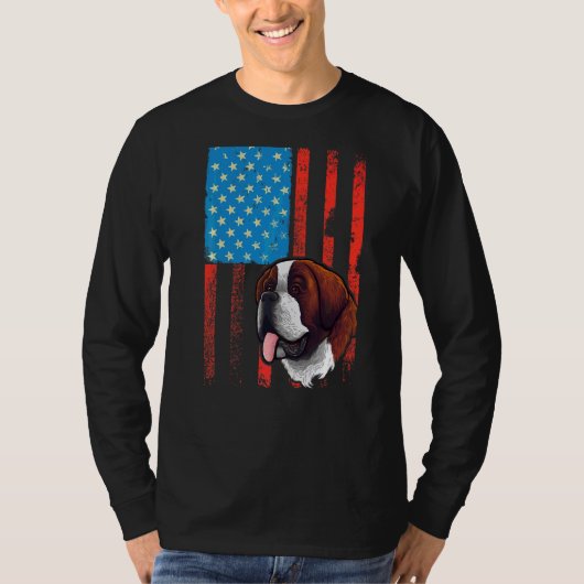 USA American Flag Patriotic Dog St Bernard T-Shirt (Vorderseite)