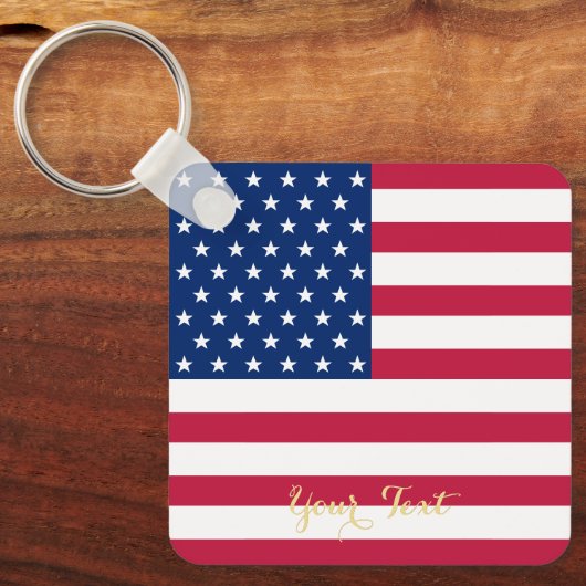 USA American Flag Patriotic Imitate Gold Mit Monog Schlüsselanhänger (Vorderseite)