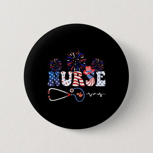 USA American Flag Patriotic Nurse Stethoscope 4. Button (Vorderseite)