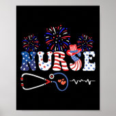 USA American Flag Patriotic Nurse Stethoscope 4. Poster (Vorne)