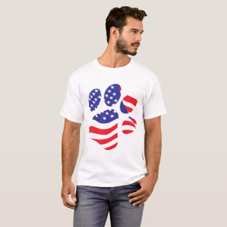 USA American Flag Patriotic Paw Print T-Shirt