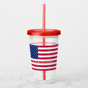 USA American Flag Patriotic Personalisiert Monogra Acryltrinkbecher